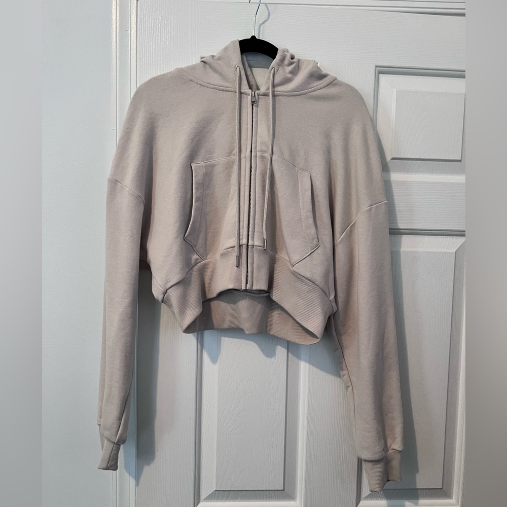 Garage Brand Women's Cream Hoodie Crop Top